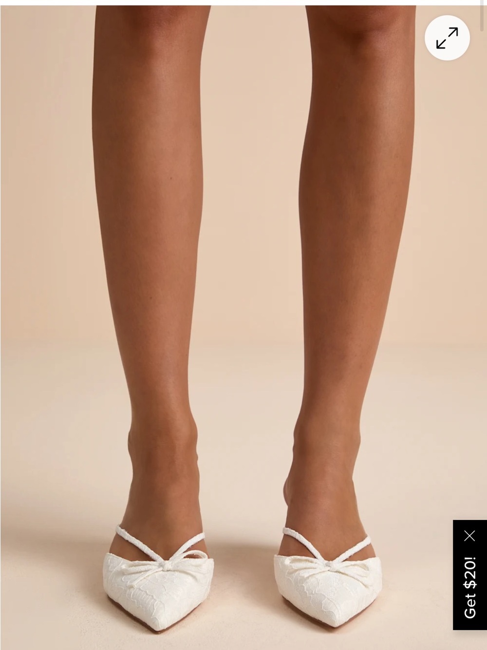 Lulu’s Sarita White Lace Pointed Toe Mule Pumps - Picture 3 of 5